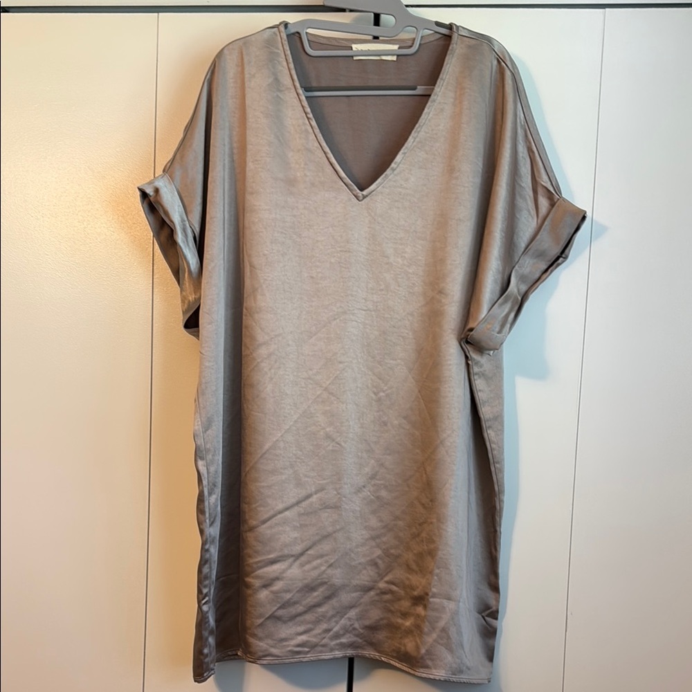 Boutique Shiny Silver Tunic Dress, small